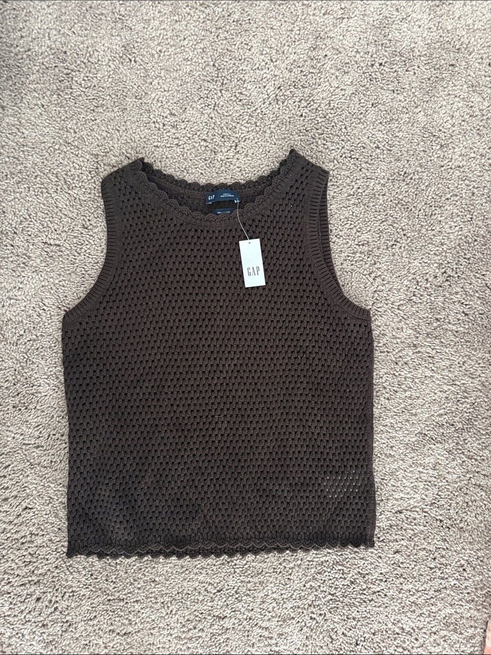GAP Brown Crochet Knit Tank Top